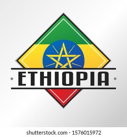 Ethiopia Flag Emblema. Vector Design National. Illustration Country Symbol. Insignia Banner Logo.