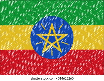 ethiopia flag embroidered zigzag