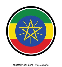 ethiopia Flag in glossy round button of icon. ethiopia emblem isolated on white background. National concept sign. Independence Day. Vector illustration.