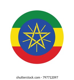 ethiopia Flag in glossy round button of icon. ethiopia emblem isolated on white background. National concept sign. Independence Day. Vector illustration.