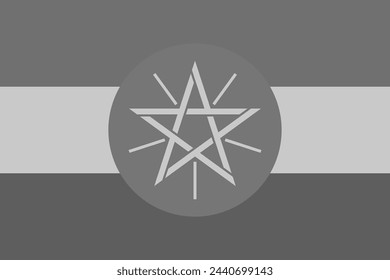 Ethiopia flag - greyscale monochrome vector illustration. Flag in black and white