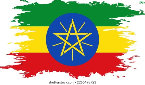 Ethiopia flag grunge brush color image, vector