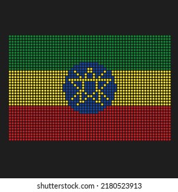Ethiopia flag with grunge texture in dot style. Abstract vector illustration of a flag with halftone effect for wallpaper. Happy Independence Day background concept