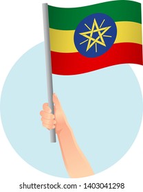 Ethiopia flag in hand icon