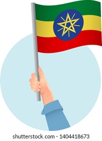 Ethiopia flag in hand icon