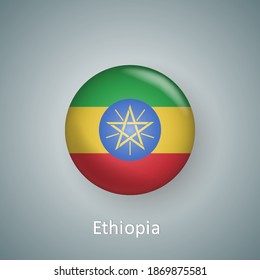 Icono de la bandera de Etiopía círculo gradiente 3d aislado