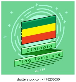 Ethiopia Flag  : Flag Icon With Festive Background : Vector Illustration