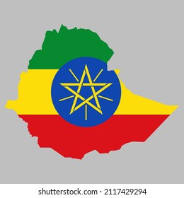 Ethiopia Flag Inside The Ethiopian Map Borders Vector Illustration 