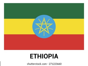 Ethiopia flag isolated vector in official colors and Proportion Correctly. country's name label in bottom