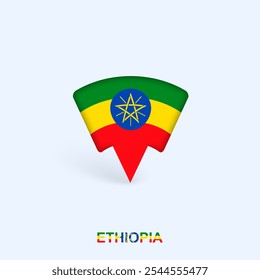 Ethiopia Flag Map Pointer Design with Shadow. Vector illustrator.