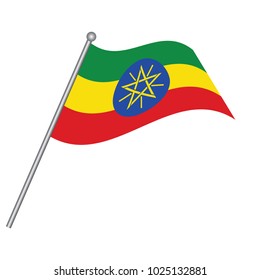 Ethiopia Flag with Metal Pole. Vector illustration,Flag of Ethiopia vector illustration.