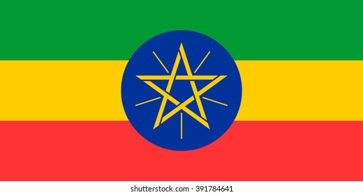 Ethiopia flag , official colors and proportion , accurate vector illustration