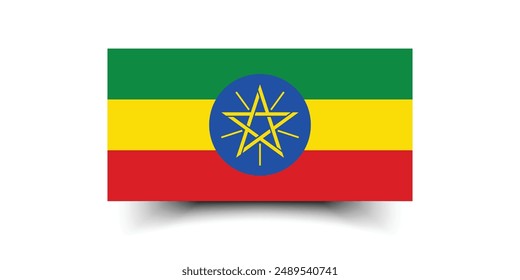 Ethiopia flag. Flag of Ethiopia. The official ratio. Flag icon. Standard color. Standard size. A rectangular flag. Computer illustration. Digital illustration. Vector illustration.