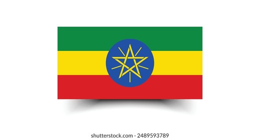 Ethiopia flag. Flag of Ethiopia. The official ratio. Flag icon. Standard color. Standard size. A rectangular flag. Computer illustration. Digital illustration. Vector illustration.