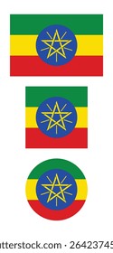 
Ethiopia flag PNG vector. Ethiopia square and round icon isolated on transparent PNG background. Ethiopia flag icon.