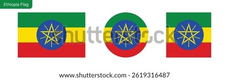 Ethiopia flag PNG vector. Ethiopia Square and round icon isolated on transparent PNG background. Ethiopia flag icon.eps