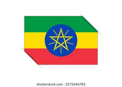 Ethiopia flag - rectangle colorful flag representing a country cultural identity and heritage. The essence of national pride and unity. Attached by the corners in a paper album