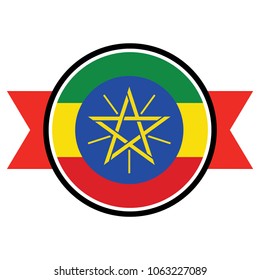 Ethiopia flag in round button of icon. flag logo of Ethiopia emblem isolated on white background, Ethiopia national concept sign, Vector illustration.