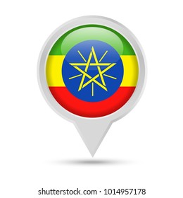 Ethiopia Flag Round Pin Vector Icon - Illustration