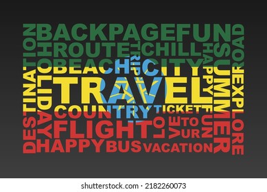 Ethiopia flag shape of travel keywords, travel concept, abroad vacation idea, simple flat design, Ethiopia flag mask on holiday words, tourism banner