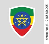 Ethiopia Flag in Shield Shape Frame