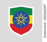 Ethiopia Flag in Shield Shape Frame