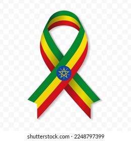 Ethiopia flag stripe ribbon vector illustration on a transparent background vector image (PNG).