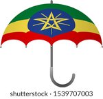 Ethiopia flag umbrella. Social security concept. National flag of Ethiopia vector illustration