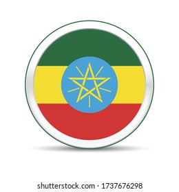 Ethiopia flag vector in button design. Eps 10 vector illustration.