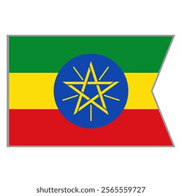 Ethiopia flag vector design and illustration , National flag country with original color, Pennon flag