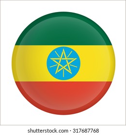 Ethiopia flag vector Glossy Button