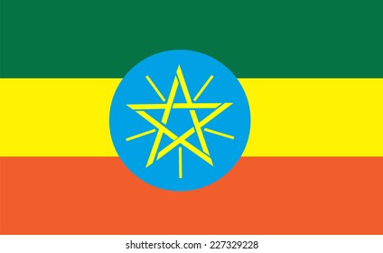 Ethiopia flag vector illustration isolated. State in Africa national symbol. Patriotic emblem banner.