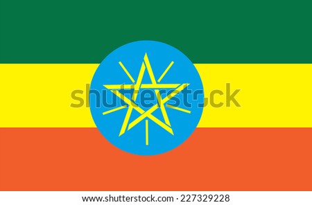 Ethiopia flag vector illustration isolated. State in Africa national symbol. Patriotic emblem banner.