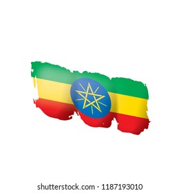 Ethiopia flag, vector illustration on a white background.