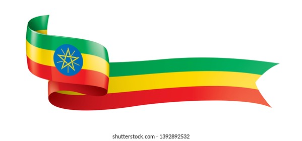 Ethiopia flag, vector illustration on a white background