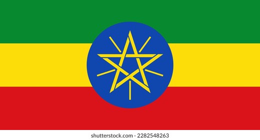 Ethiopia flag wave isolated on png or transparent background