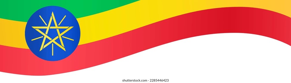 Ethiopia flag wave isolated on png or transparent background