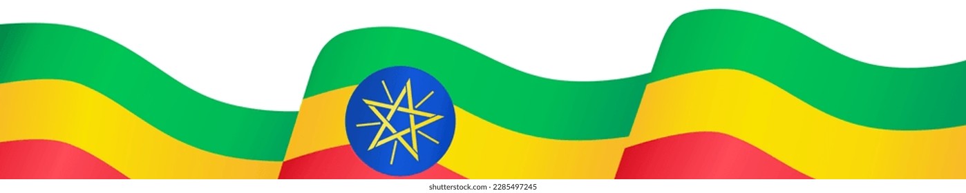 Ethiopia flag wave isolated on png or transparent background