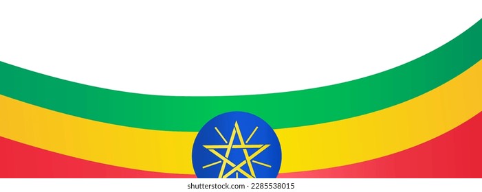 Ethiopia flag wave isolated on png or transparent background