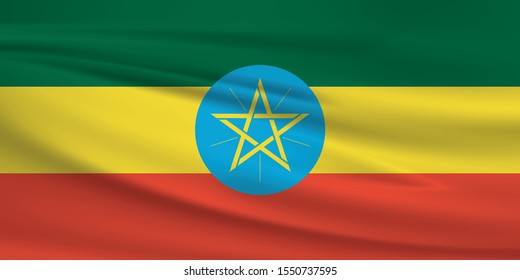 Ethiopia flag waving with wind effect