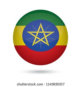 Ethiopia glossy round button. Vector Illustration EPS10.