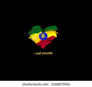 Ethiopia grunge flag heart for your design