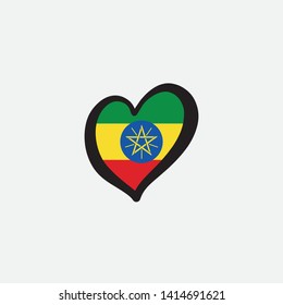 Ethiopia heart flag graphic element Illustration template