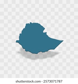 Ethiopia high detailed vector representation of country silhouette. 3D map on transparent background with dropped shadow. For educational, decorative, or informational use.