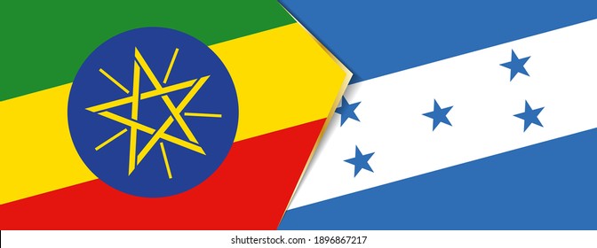 Ethiopia and Honduras flags, two vector flags symbol of relationship or confrontation.