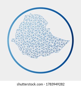 Ethiopia icon. Network map of the country. Round Ethiopia sign with gradient ring. Technology, internet, network, telecommunication concept. Vector illustration.