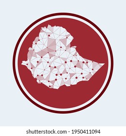 Ethiopia icon. Trendy tech logo of the country. Geometric mesh round design. Technology, internet, network, telecommunication concept. Vector illustration.