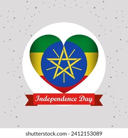 Ethiopia Independence Day With Heart Emblem Design