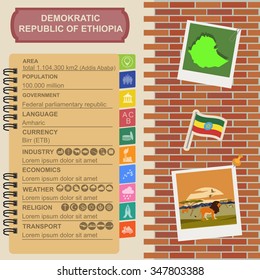 Ethiopia infographics, statistical data, sights. Vector illustration