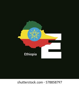 Ethiopia Initial Letter Country with Map and Flag Vector